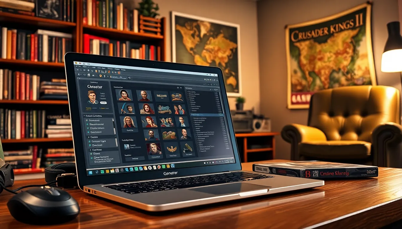 a laptop displaying CK2Generator in a cozy gaming setup.